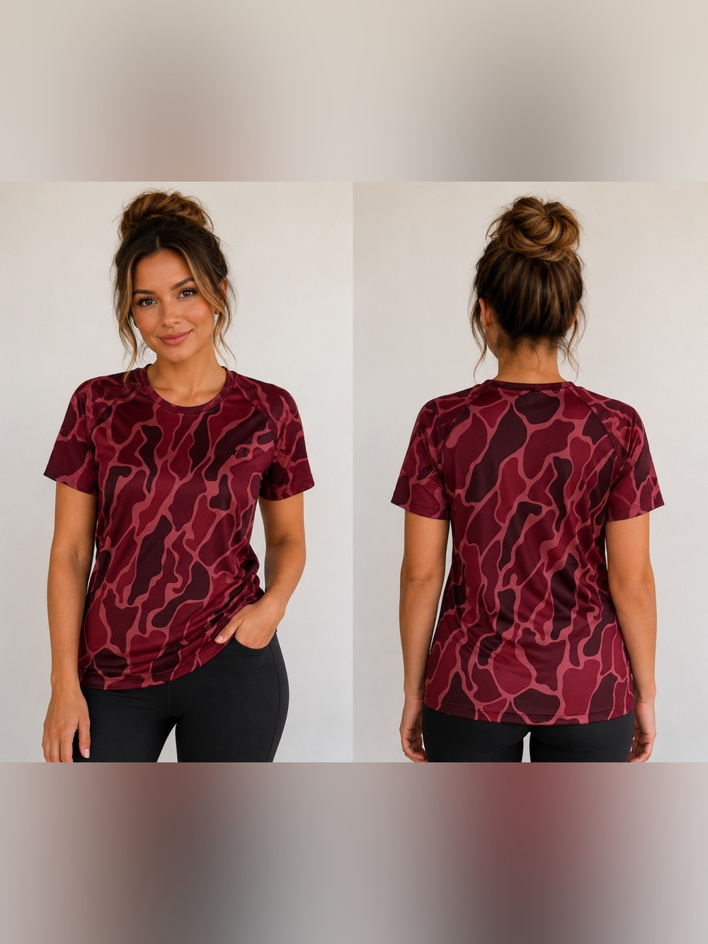 Under Armour Burgundy Patterned Short Sleeve Performance Tee - XXL
